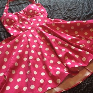 Pink polka dot swing dress from ModCloth